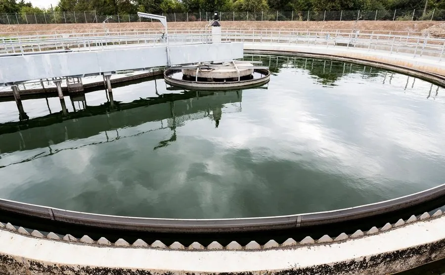 Treatment basin at a municipal water plant